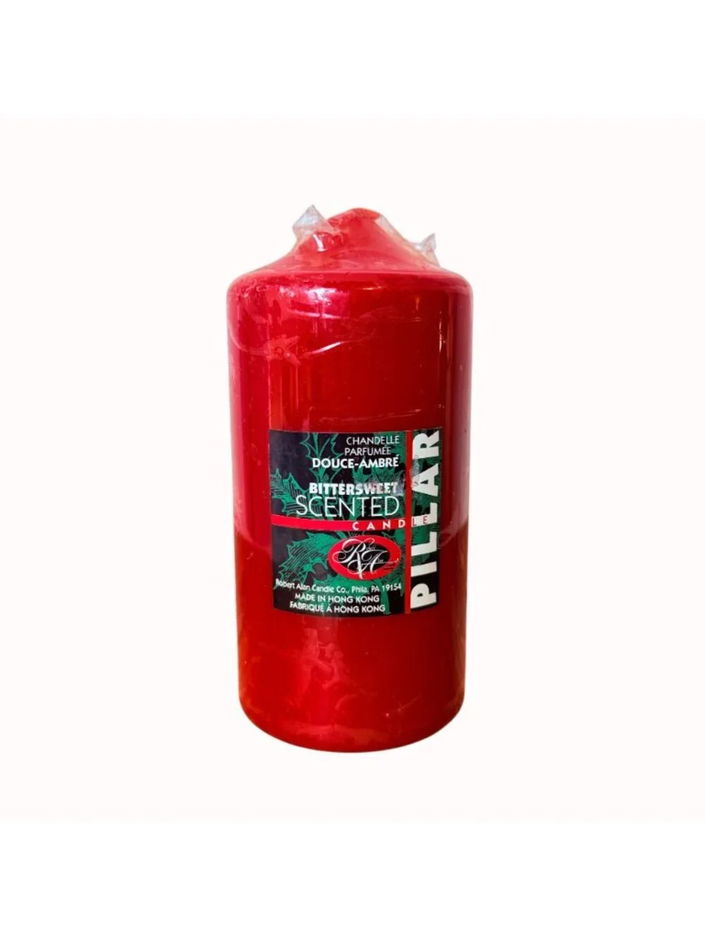Robert Allen Red Pillar Candle Bittersweet Christmas Vtg Scented 3x6 Sealed